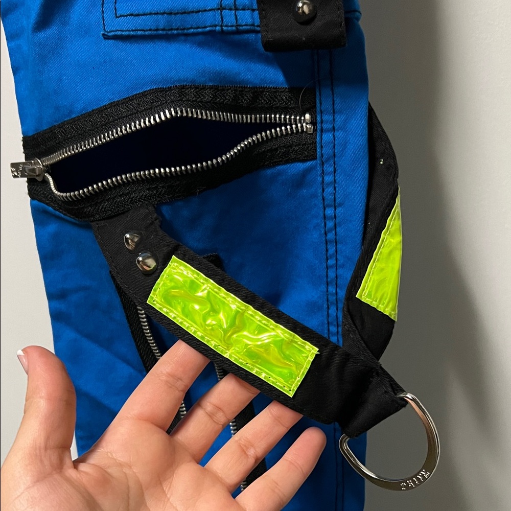 Tripp NYC Blue Cargo Pants with Neon and Black Accents - Picture 8 of 10